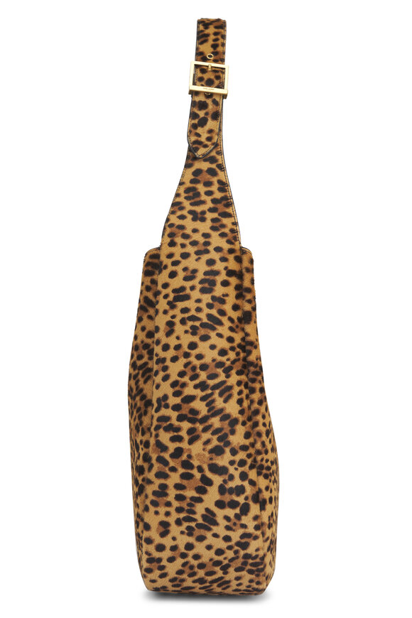 Saint Laurent Large Le 5A7 Leopard Print Hobo Bag - view 4