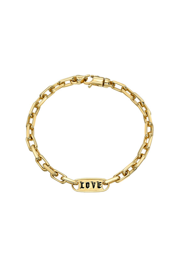 Dru 14k Yellow Gold Black Enamel Love & Fury Bracelet - view 2