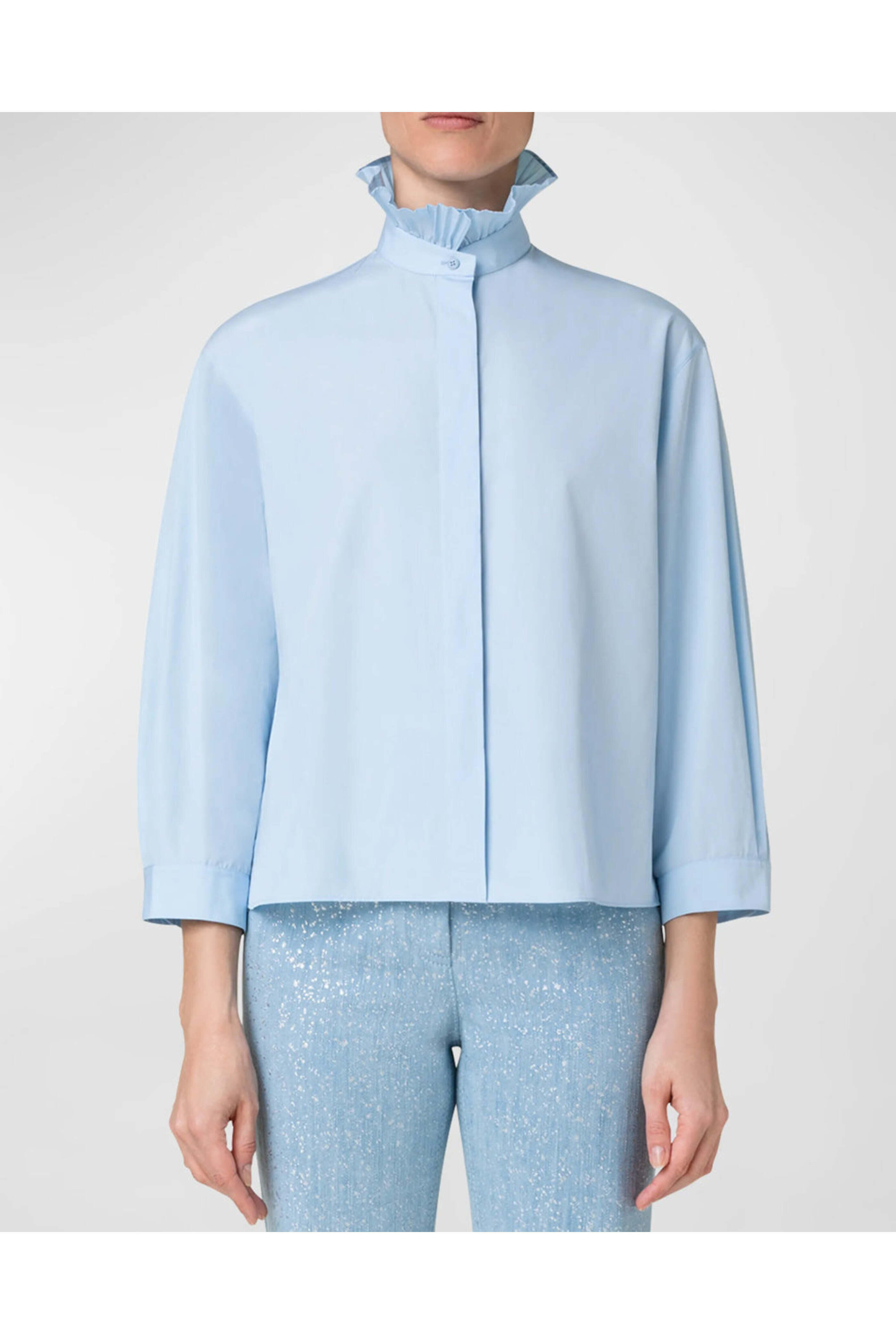 Akris Punto - Sky Boxy Ruffle Collar Shirt