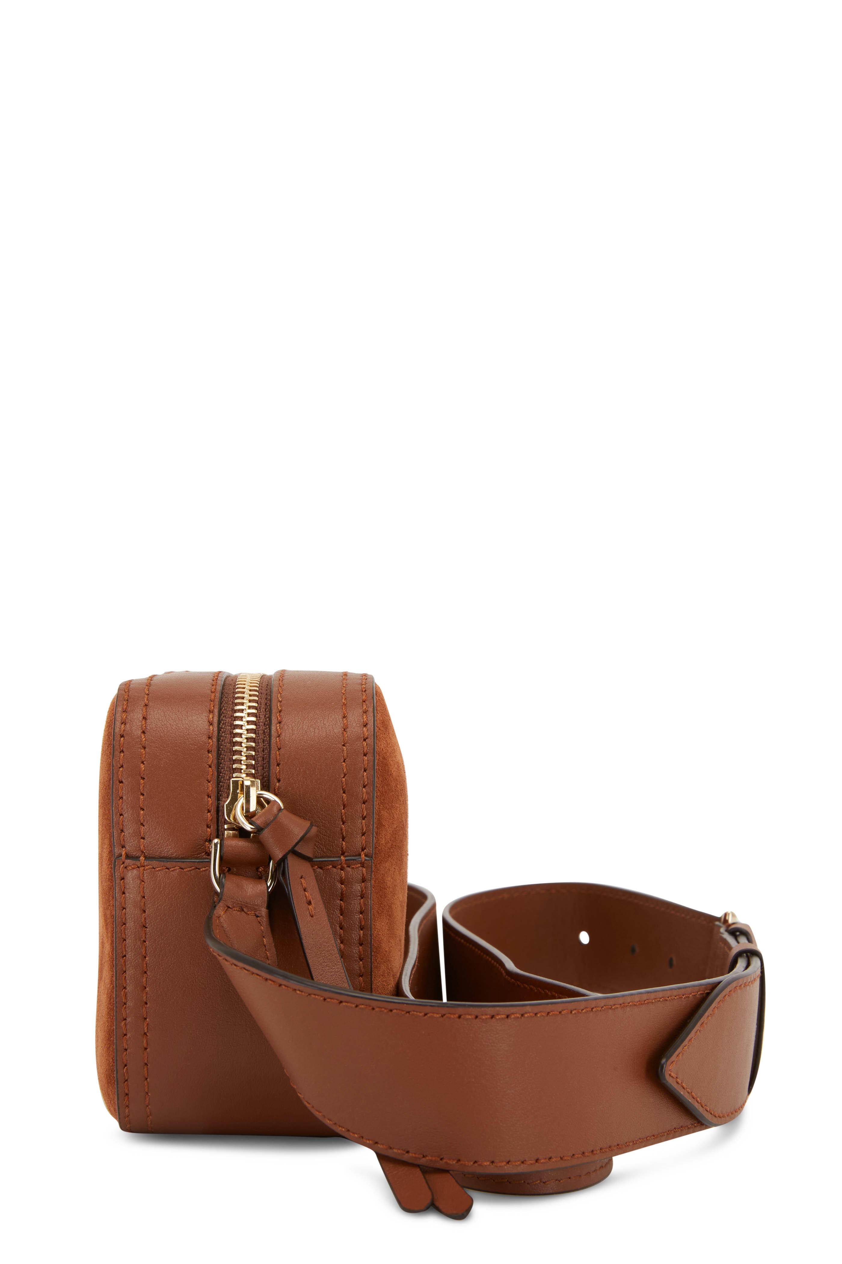 Jimmy Choo - Pegasi Dark Tan Suede Camera Bag
