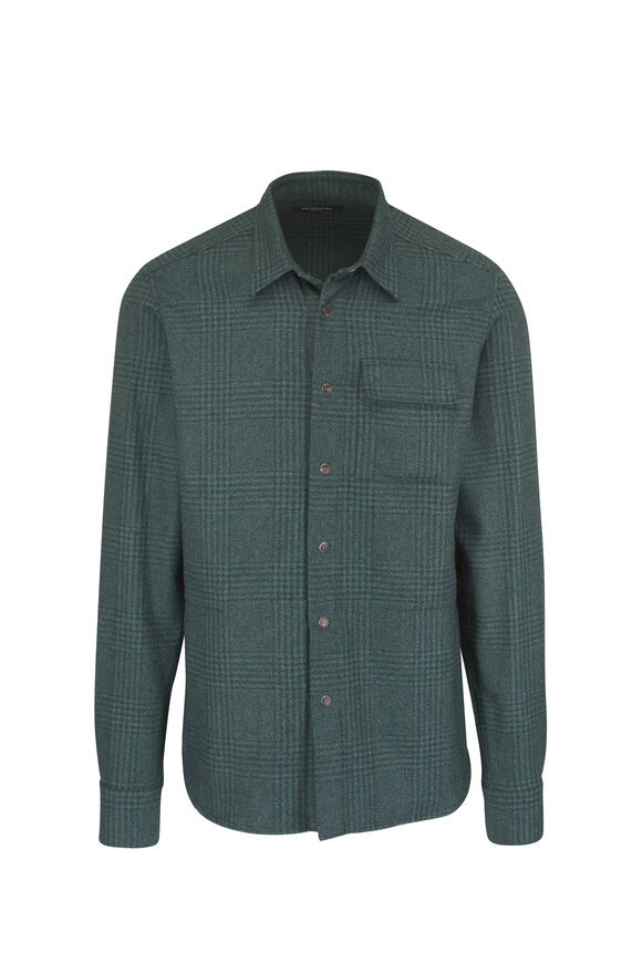 Kiton Kelly Green Glen Plaid Overshirt - view 1