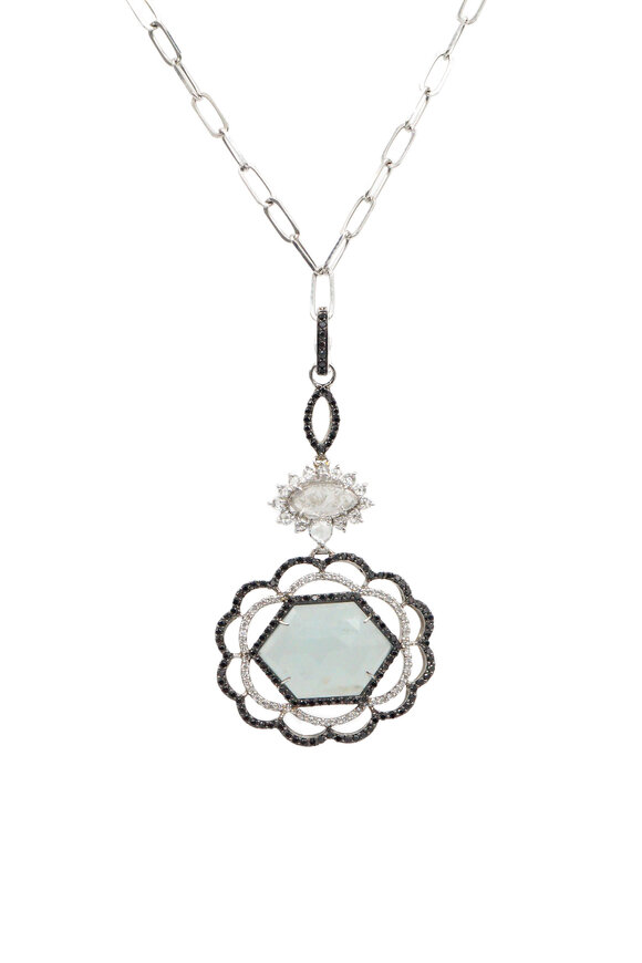 Sharon Khazzam Aquamarine Hex Pendant Necklace