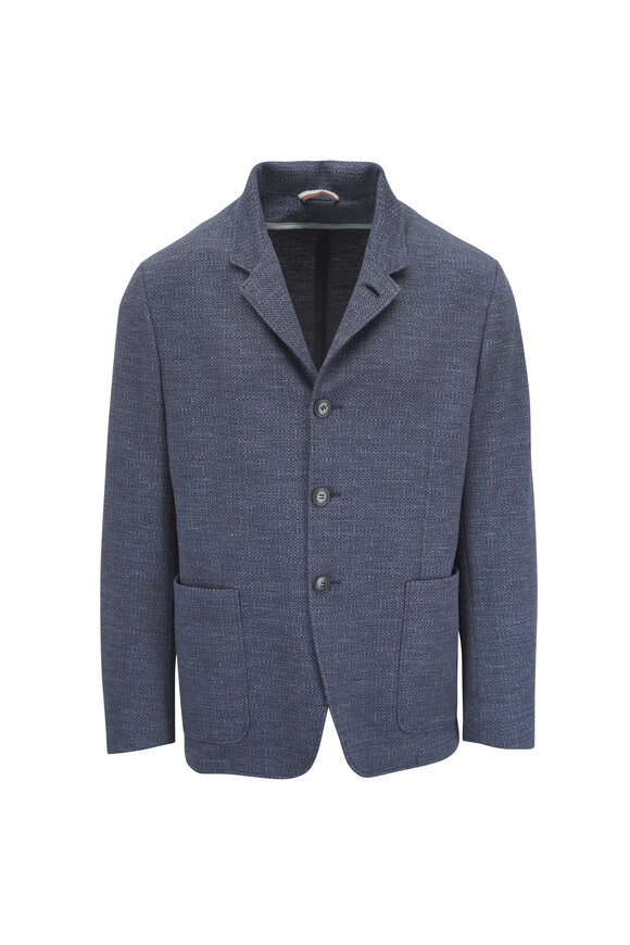 Canali Medium Blue Textured Hybrid Jacket - view 1