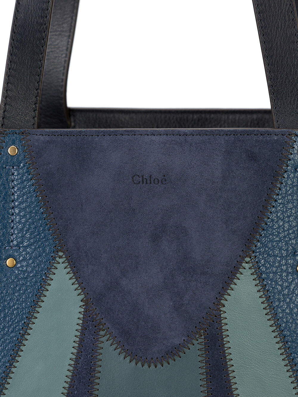 Chloé - Milo Blue Suede & Leather Patchwork Tote