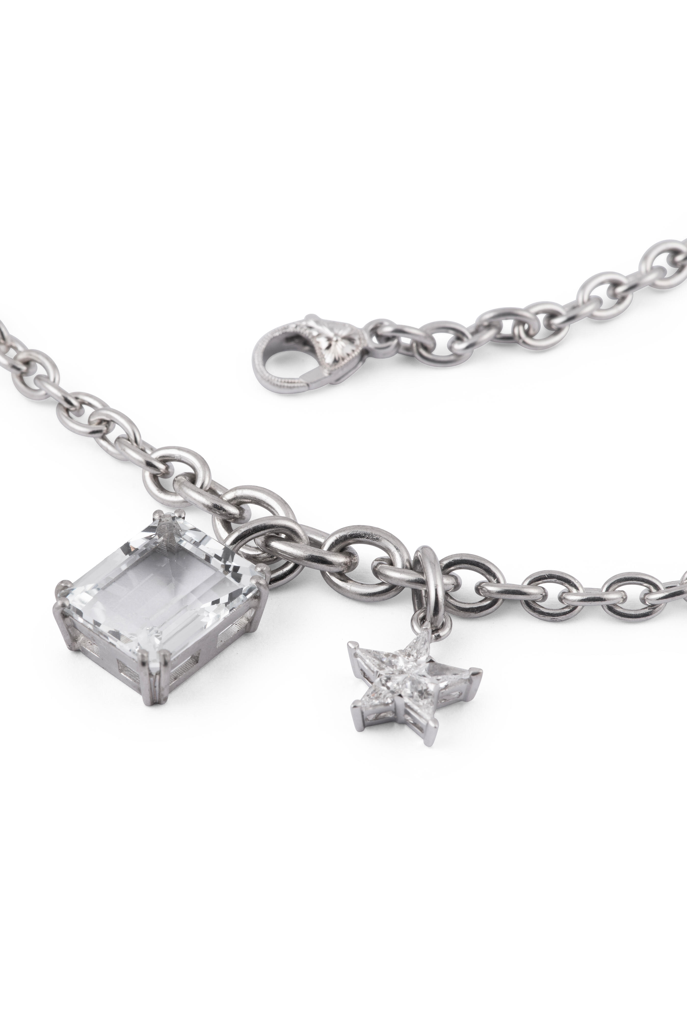 Sylva & Cie - Mosaic Diamond & Aquamarine Charm Necklace