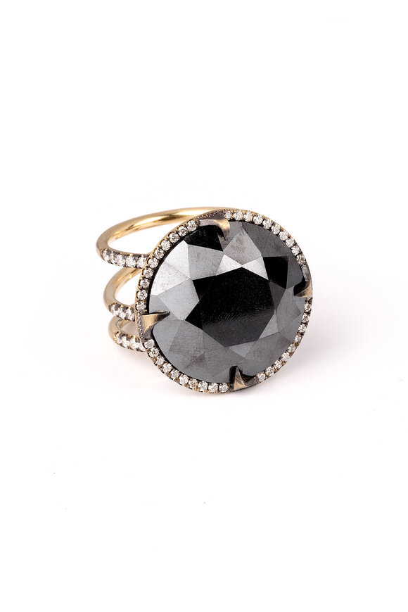 Sylva & Cie - Hemetite & Diamond Triple Shank Ring