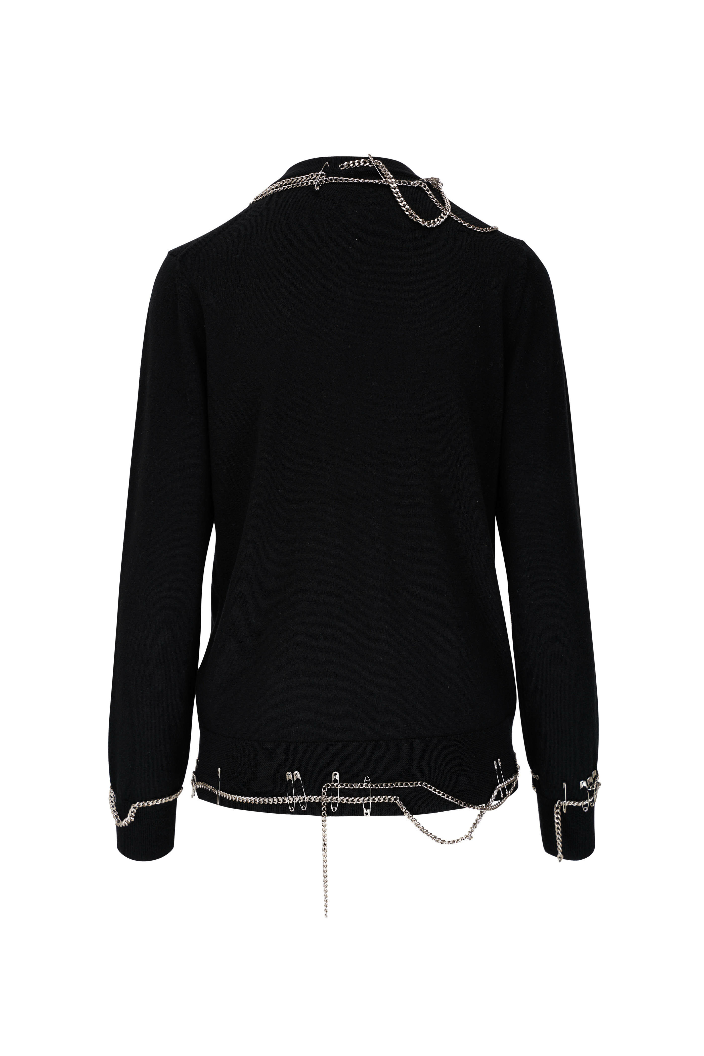 R13 Chain Embellished Black Wool Cardigan Mitchell Stores