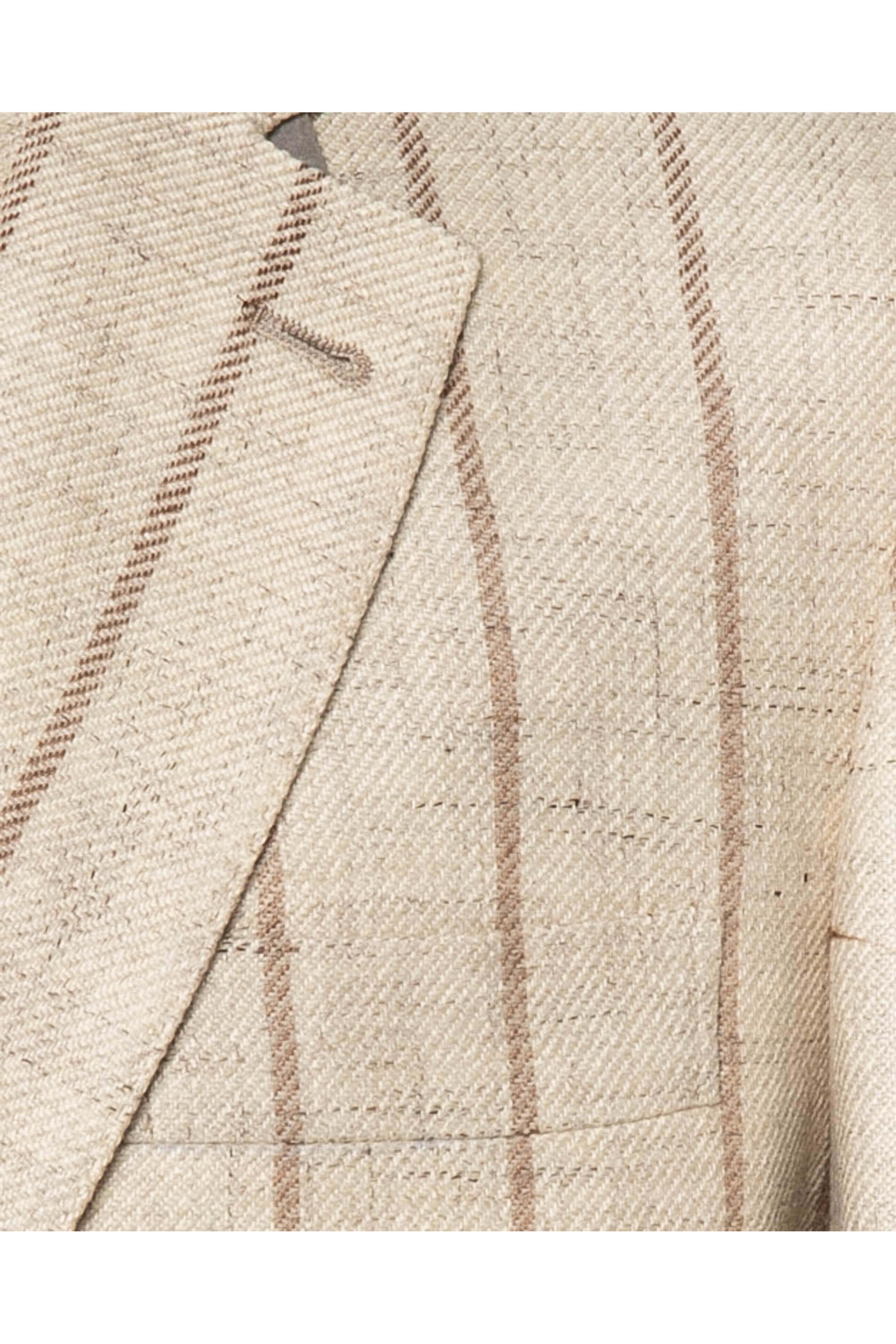 Brunello Cucinelli - Cream Melange with Brown Stripe Suit