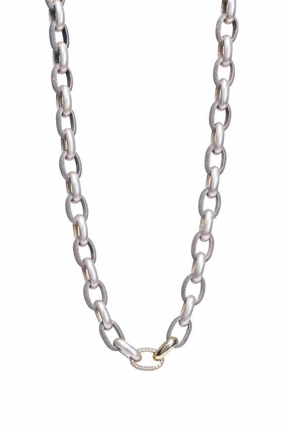 .925Suneera Vintage Alternating Gold Chain Link Necklace