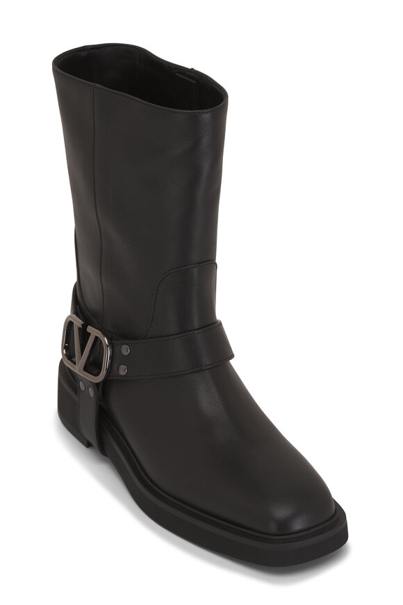 Valentino Garavani - VLogo Black Leather Biker Boot 