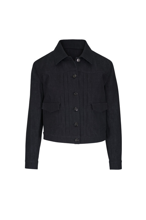 Giorgio Armani - Navy Blue Silk Mikado Jacket | Mitchell Stores