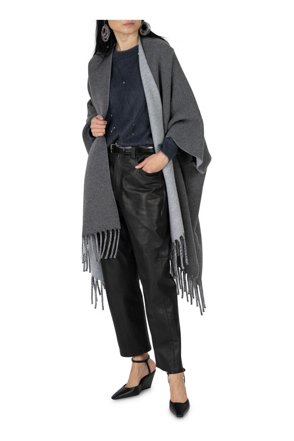 Brunello Cucinelli - Anthracite Double Faced Cashmere Poncho