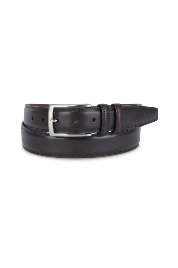 Torino Leather Black Antiqua Belt w/Brass - Hensley's Big and Tall