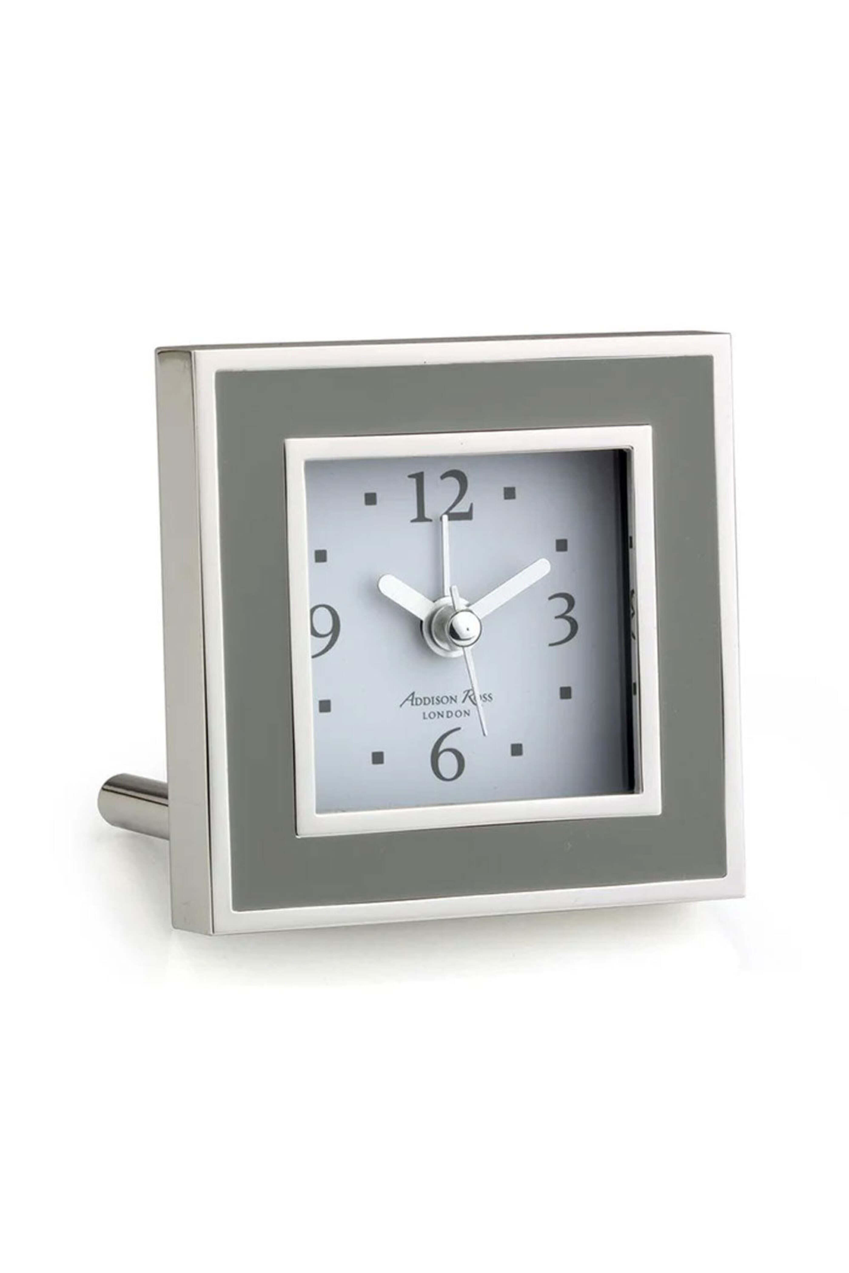 Addison Ross - Taupe Enamel Square Alarm Clock