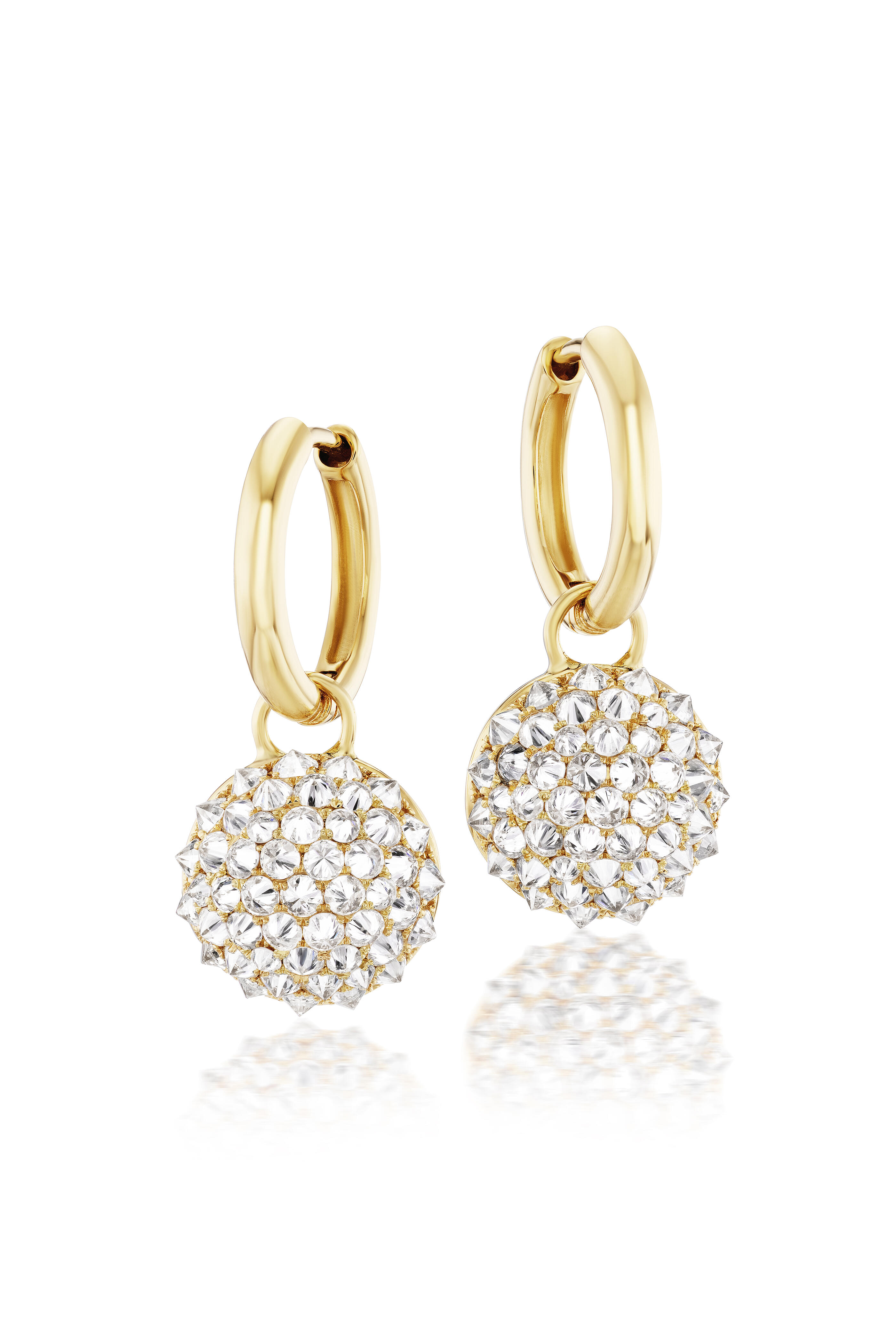 Nam Cho - 18k Yellow Gold Diamond "Spike Ball & Hoop Earring
