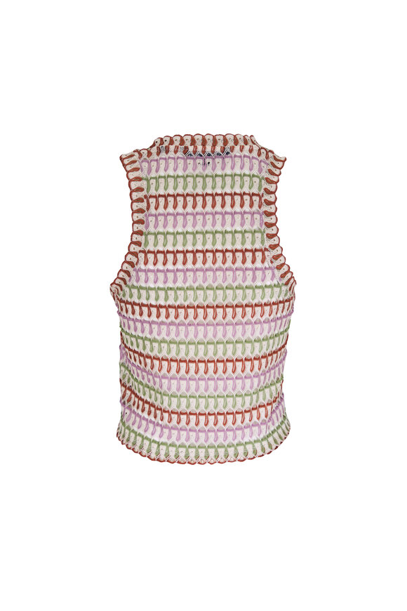 Veronica Beard Rhett Deep Ochre & Dove Multicolor Crochet Tank - view 2