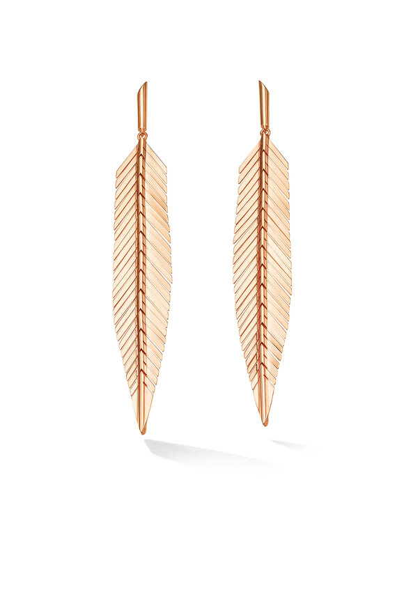Cadar Rose Gold Feather Drop Earrings - view 2