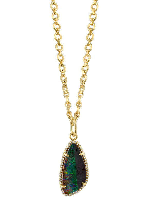 Irene Neuwirth - Yellow Gold Boulder Opal Diamond Necklace