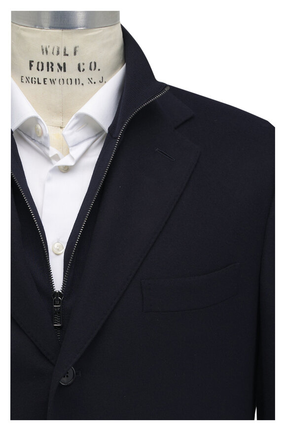 Loro Piana - Dark Blue Technical Horsey Jacket | Mitchell Stores