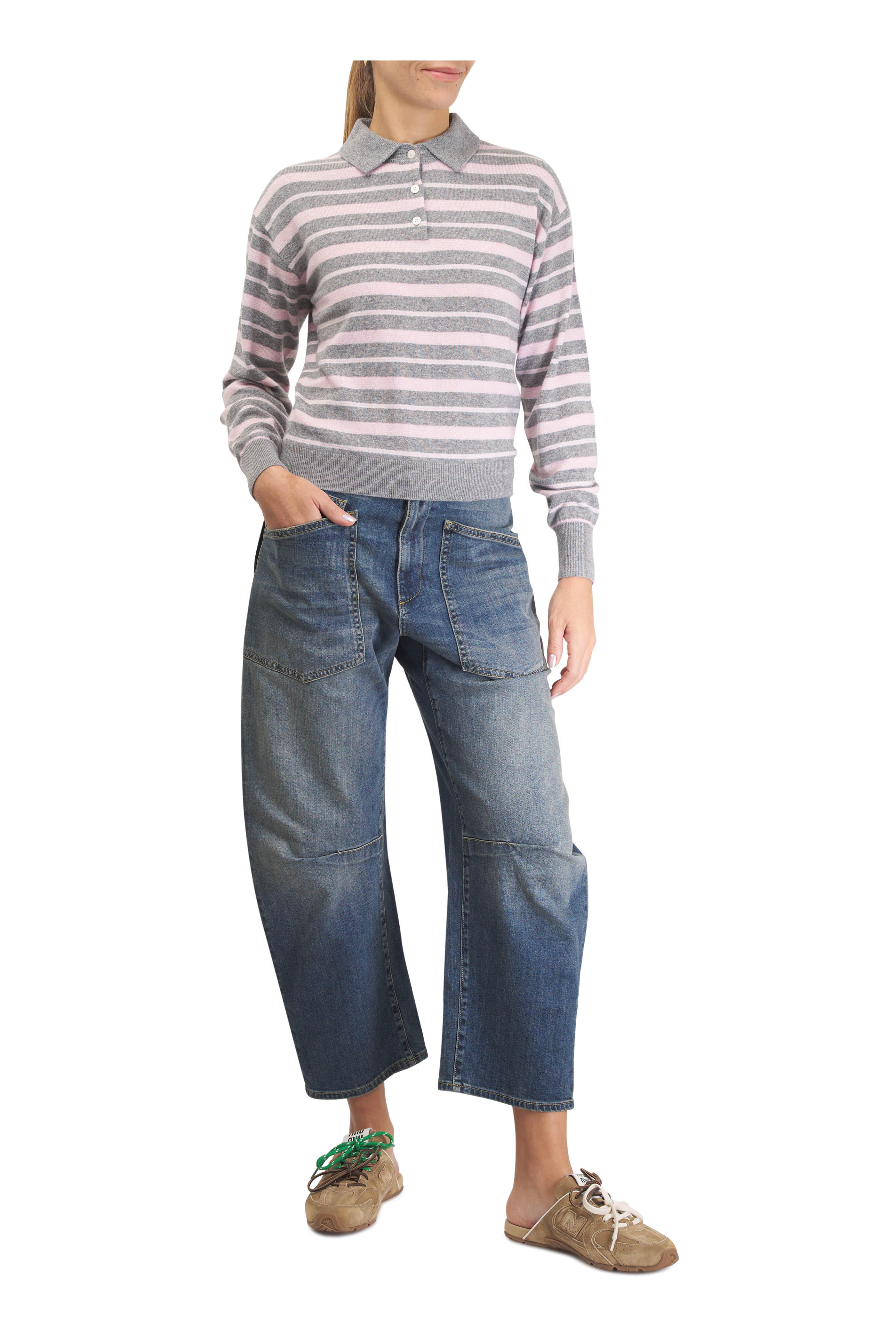 Miu Miu - Ecru 530 SL Faded Suede Slide Sneaker