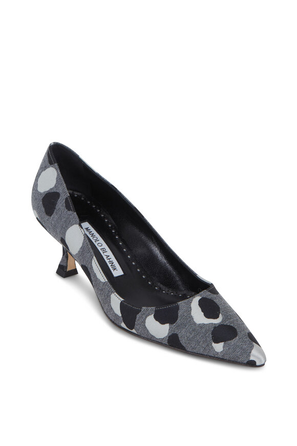 Manolo Blahnik - Lisa Gray Spots Flannel Pump, 50mm