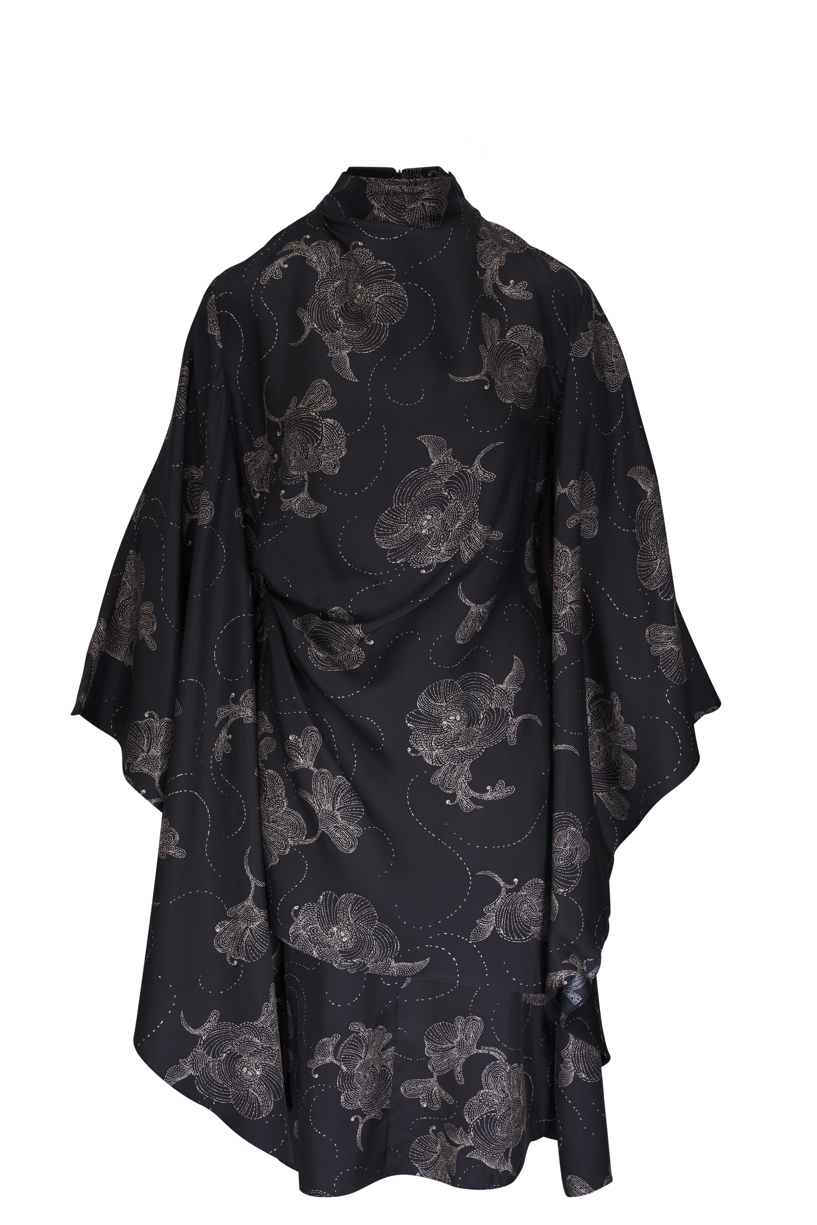 Zimmermann - Eden Black Sketch Draped Tunic Dress