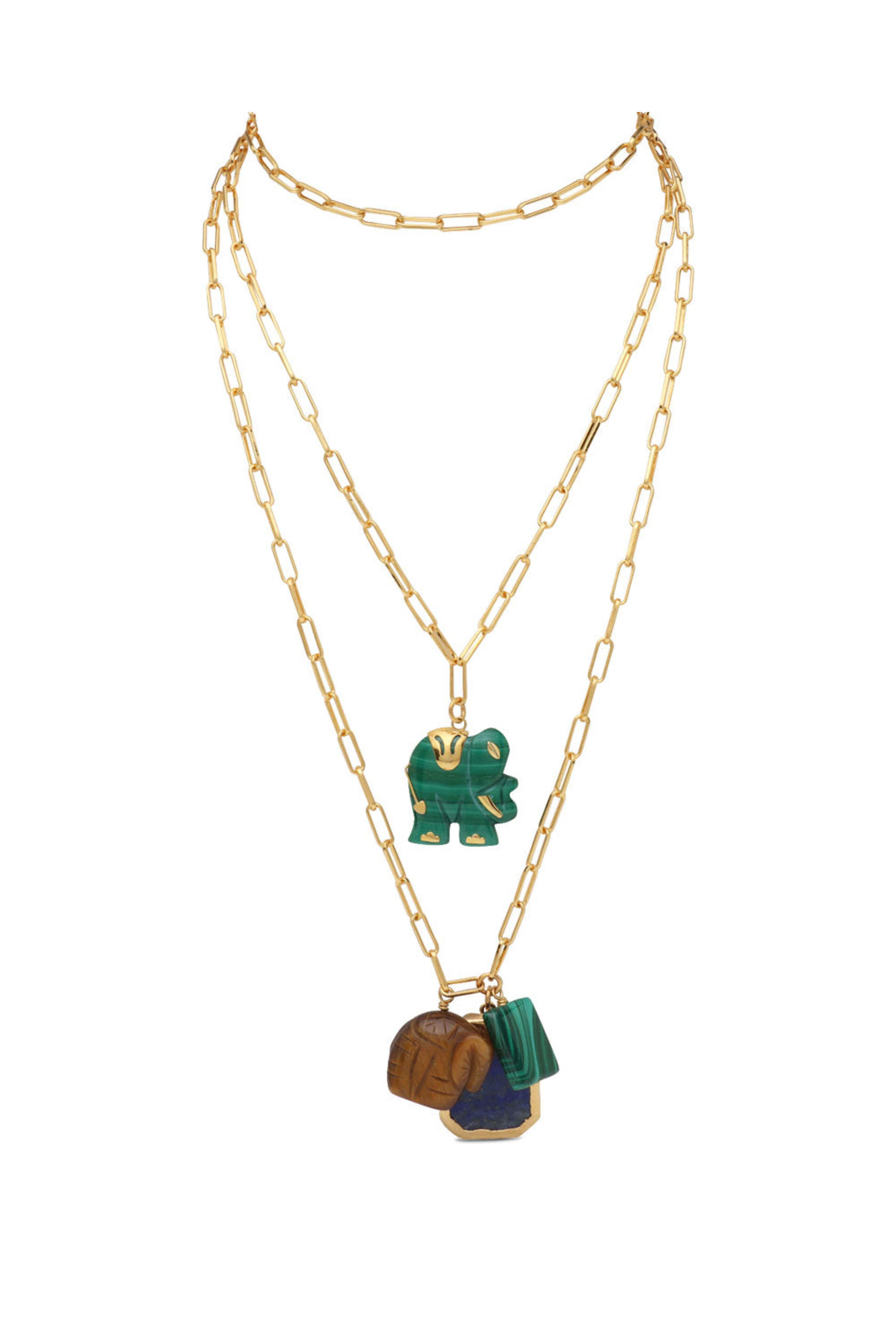 Nest Jewelry - Malachite Carved Elephant Necklace