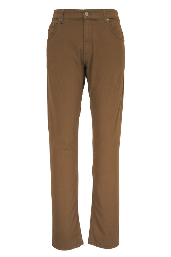 PT Torino Brown Stretch Cotton & Cashmere Five Pocket Pant - view 1