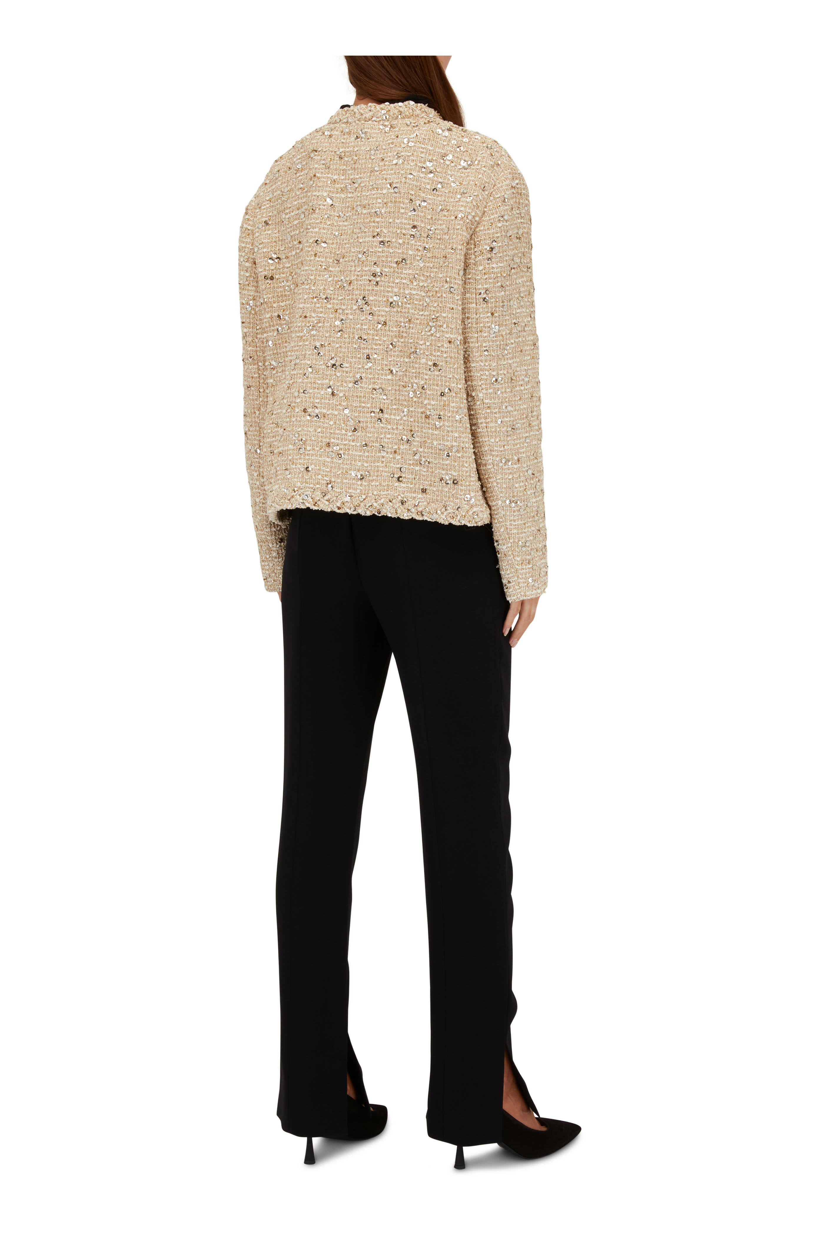 Valentino - Ivory & Gold Embellished Tweed Jacket