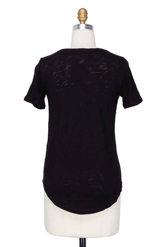 A T M - Black Slub Jersey V-Neckline Short Sleeve T-Shirt