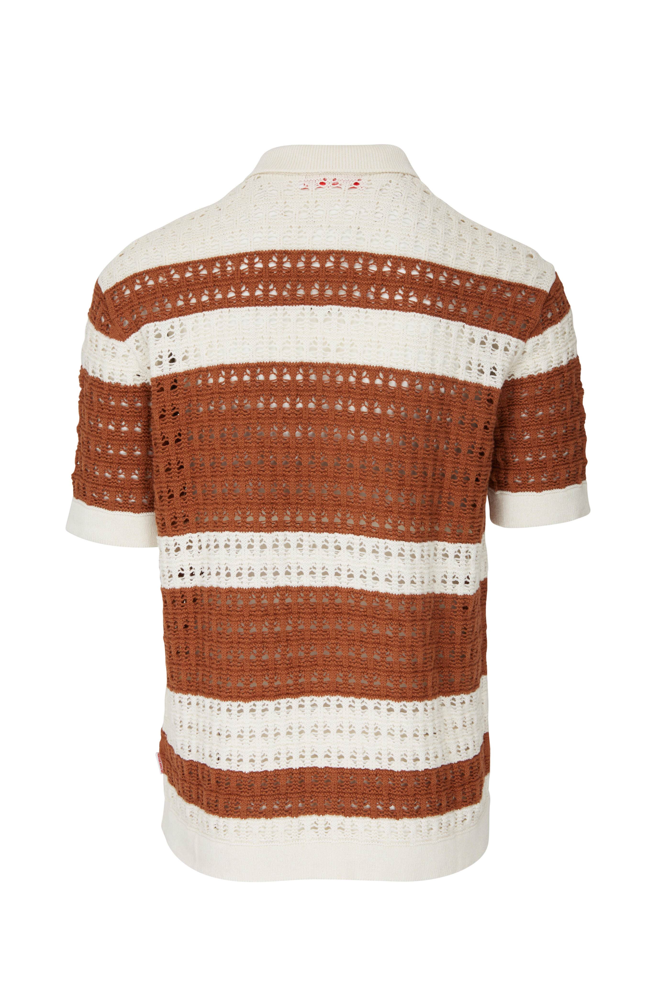 Orlebar Brown - Fabien Alabaster & Brown Knit Short Sleeve Shirt