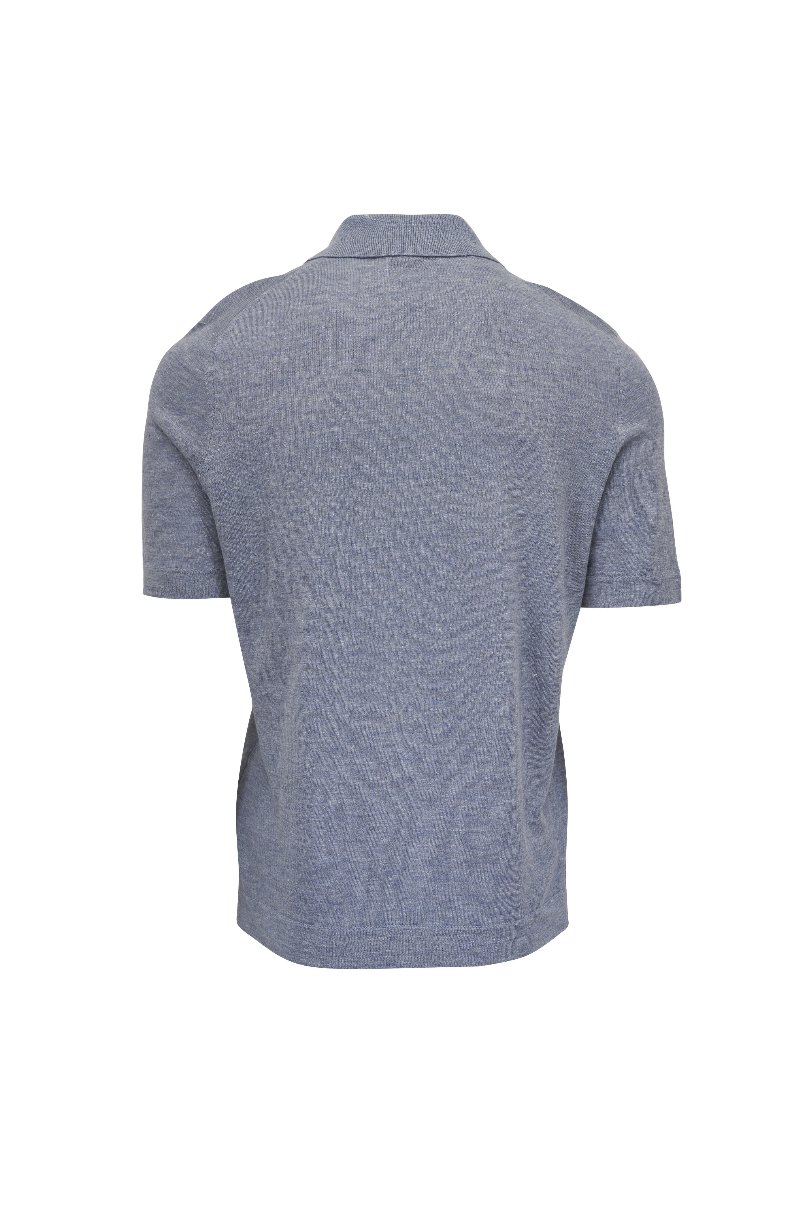 Brunello Cucinelli - Light Blue Linen & Cotton Polo Sweater