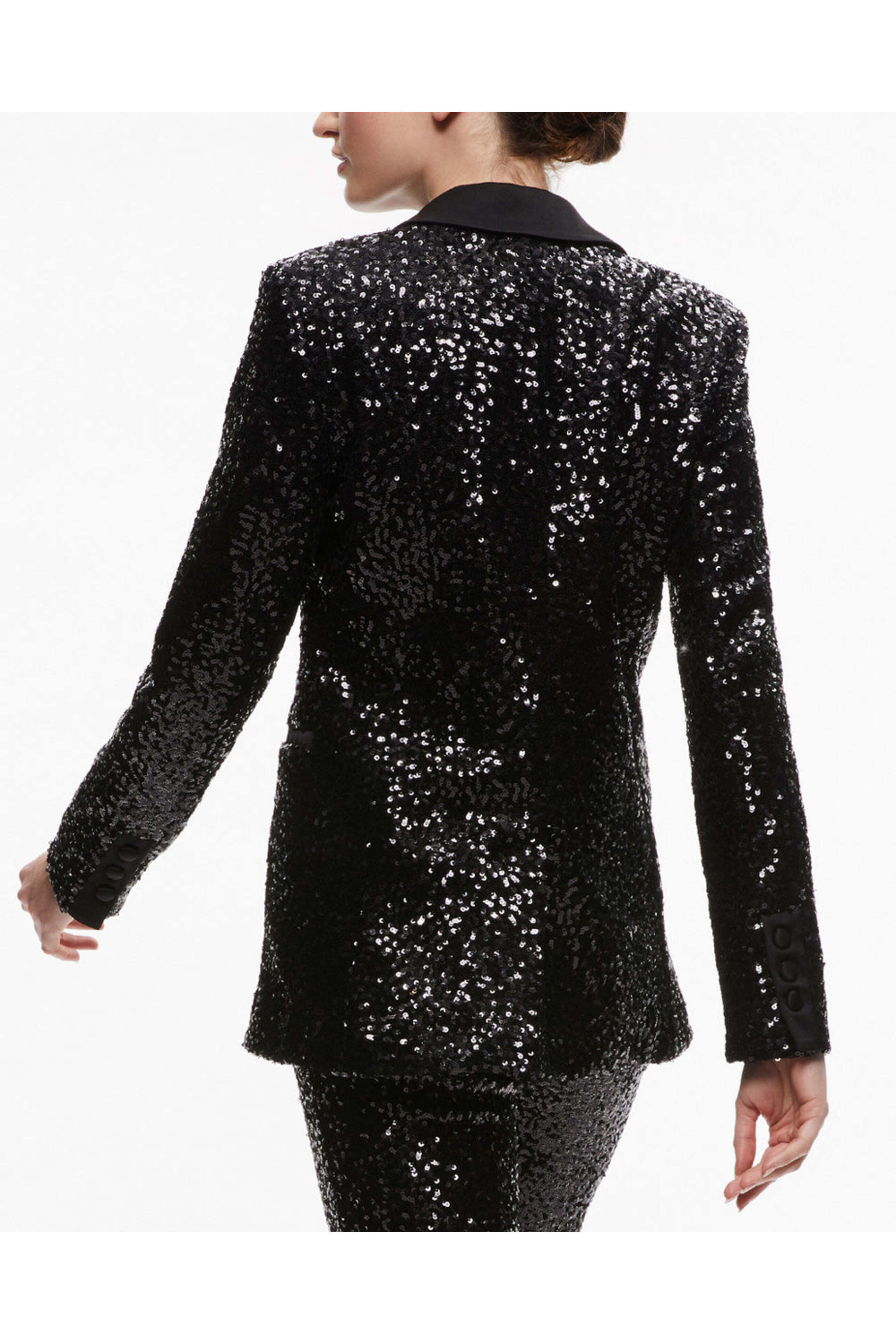 Alice & Olivia - Black and Silver Sequin Breann Fitted Blazer