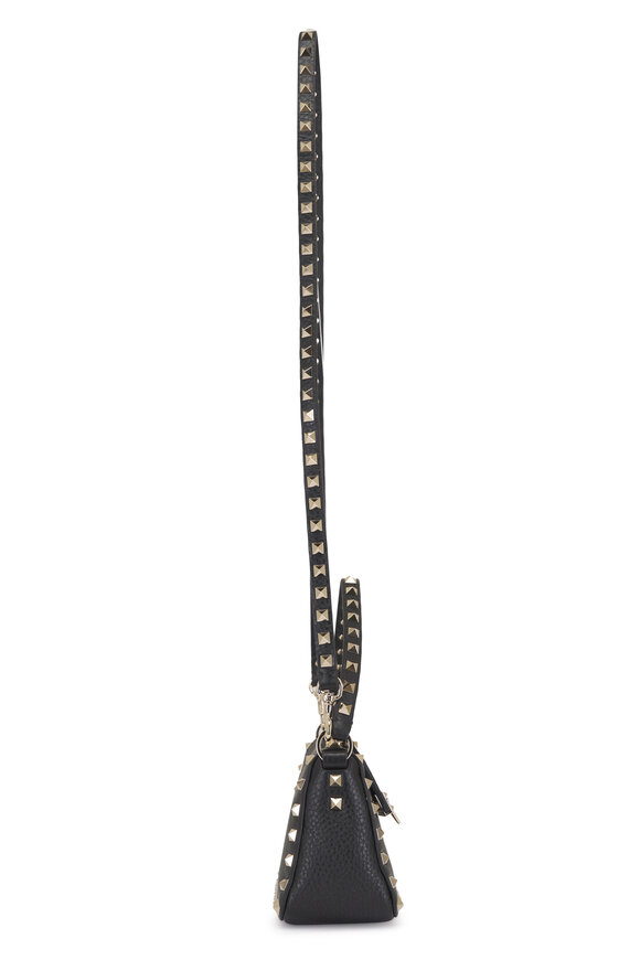 Valentino Garavani Small Rockstud Black Grainy Leather Crossbody Bag - view 3