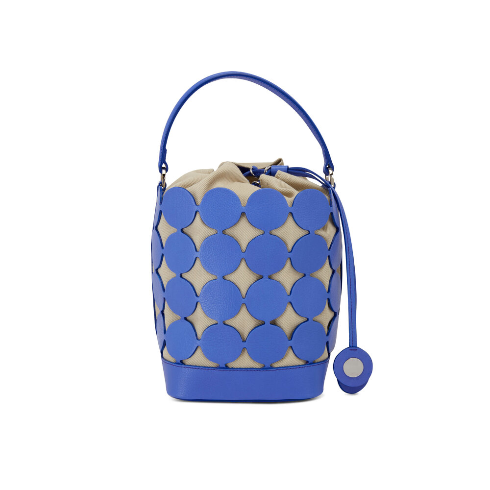 Pierre Hardy - Bulles Indigo Leather & Sand Canvas Bucket Bag