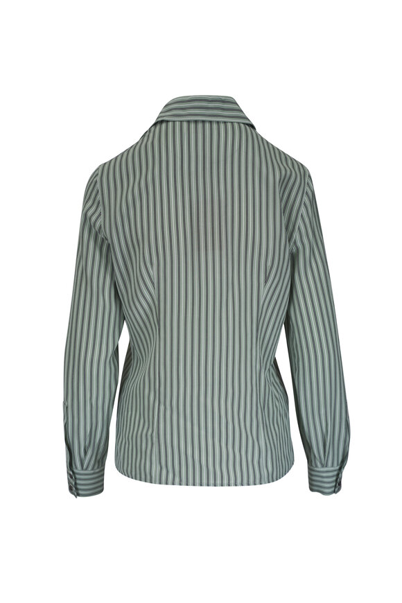 Michael Kors Collection Hansen Celadon Multi Stripe Silk Shirt - view 3