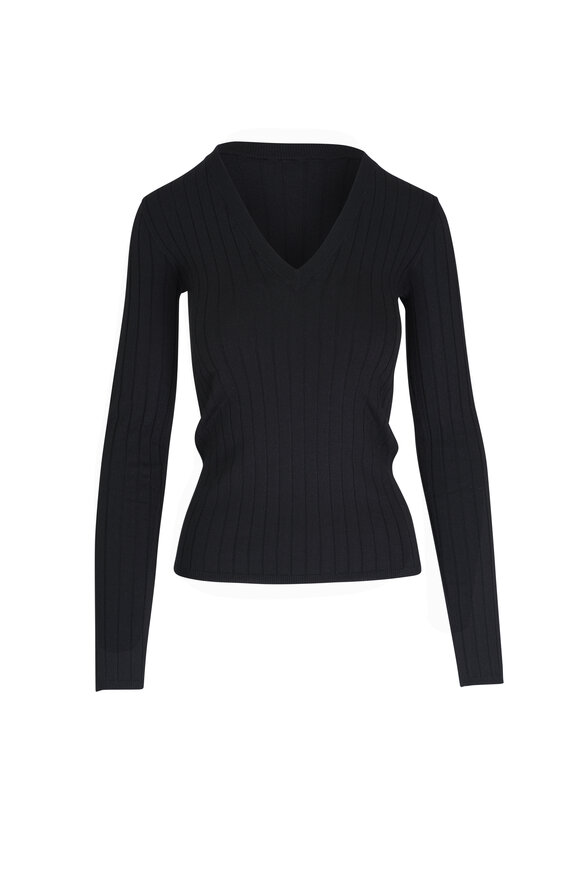 Brunello Cucinelli Black Lurex V-Neck Top 