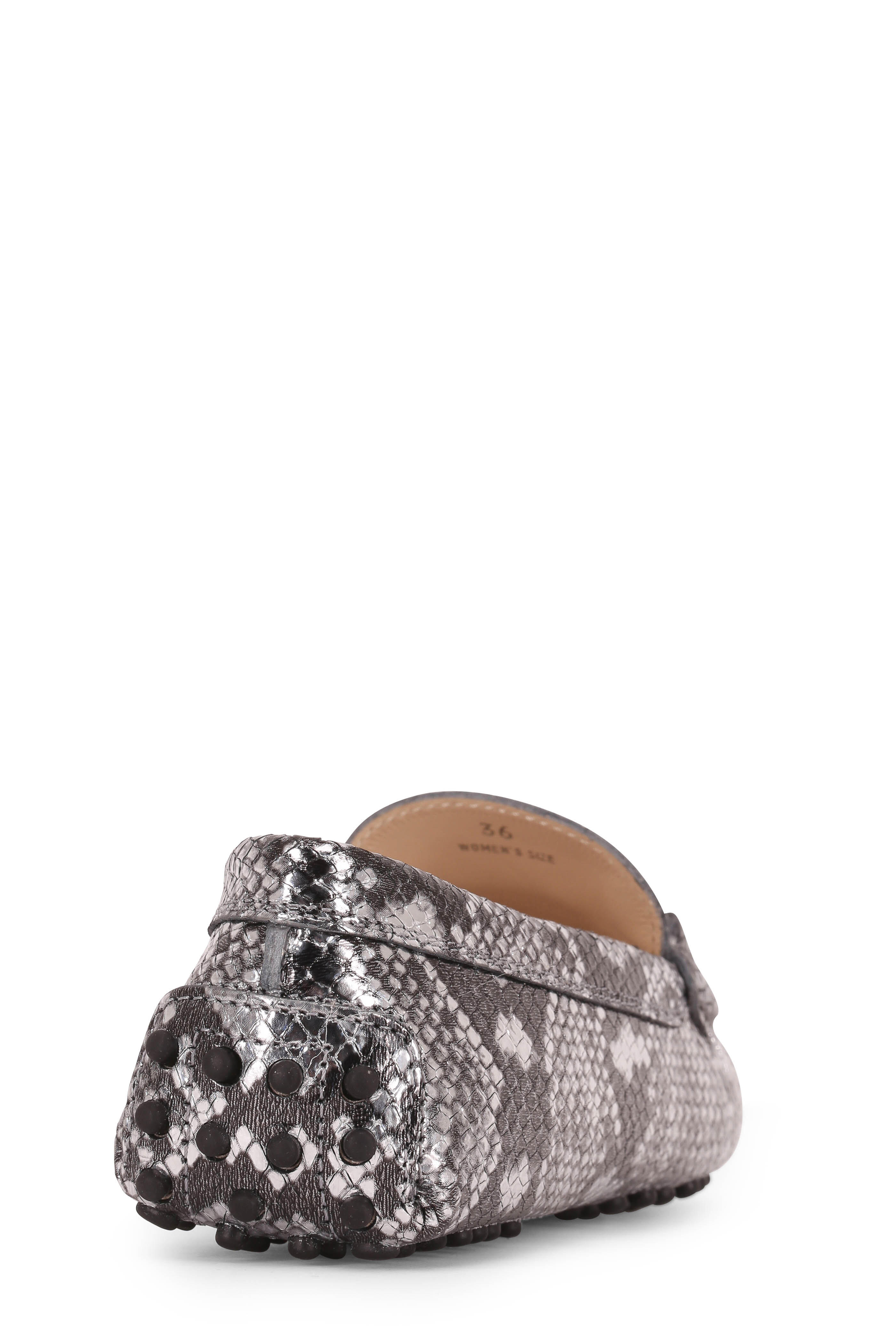 Tod's - Gommini Double T Silver Python Embossed Driver