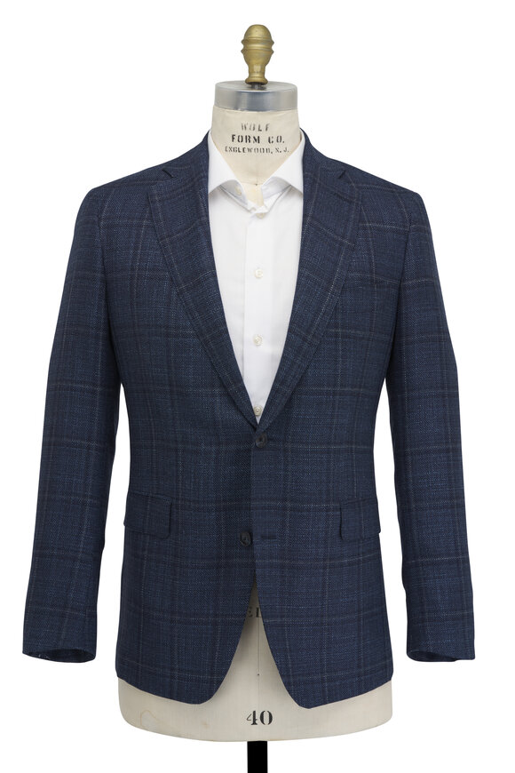 Atelier Munro - Blue Plaid Wool & Silk Sportcoat