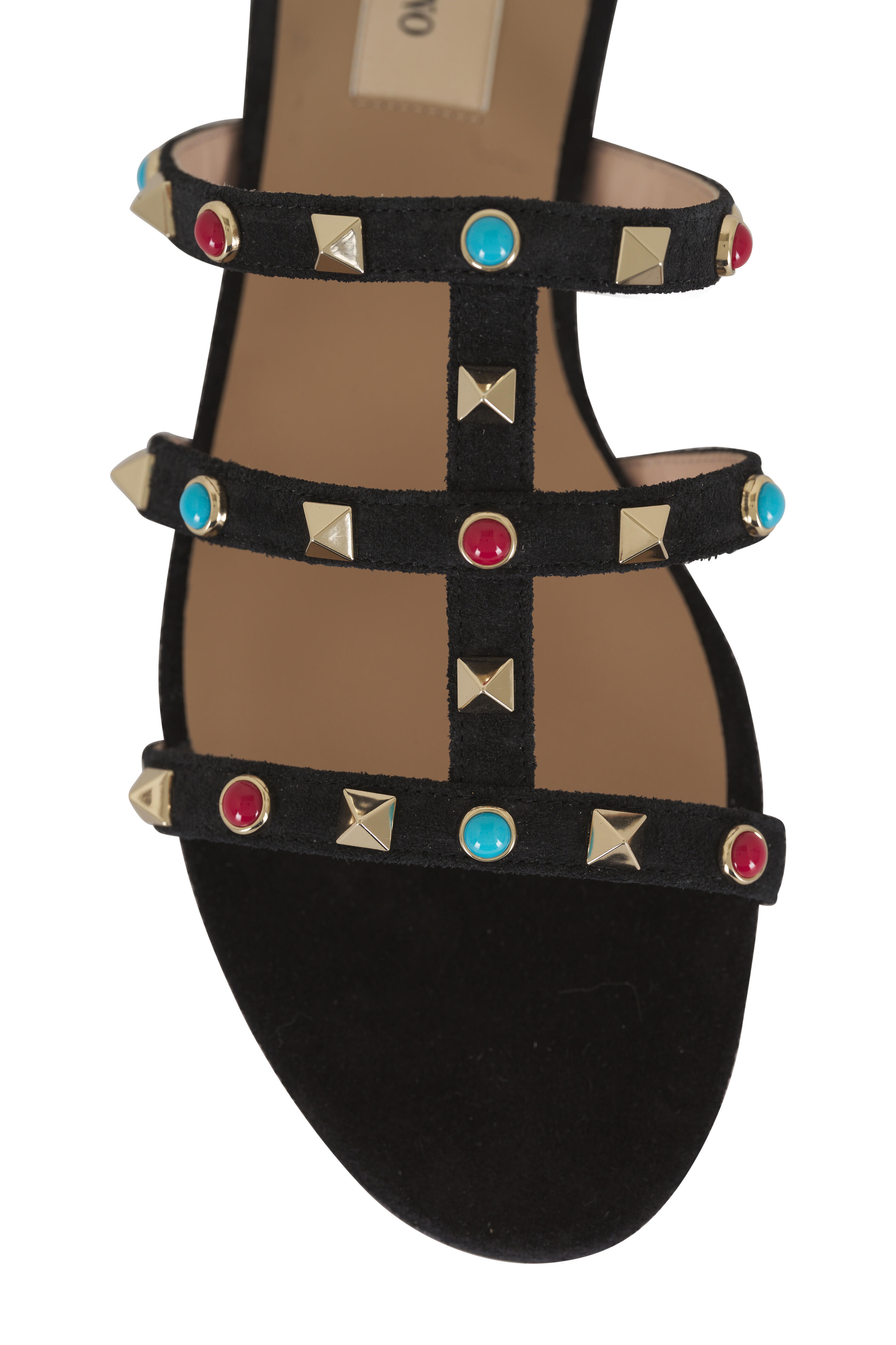 Valentino Garavani - Black Multicolor Suede Rockstud & Stone Sandal