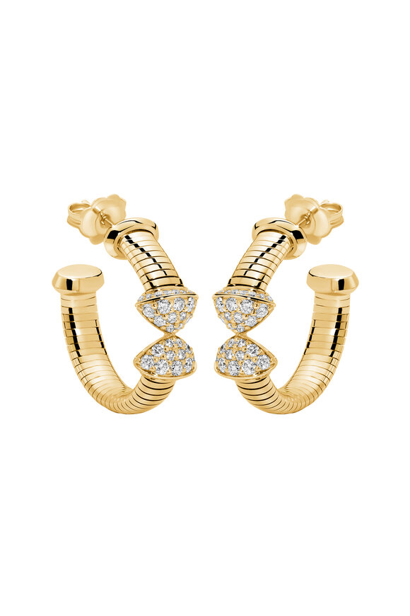 Mattia Cielo Small Gold Diamond Thick Spiral Hoop Earrings