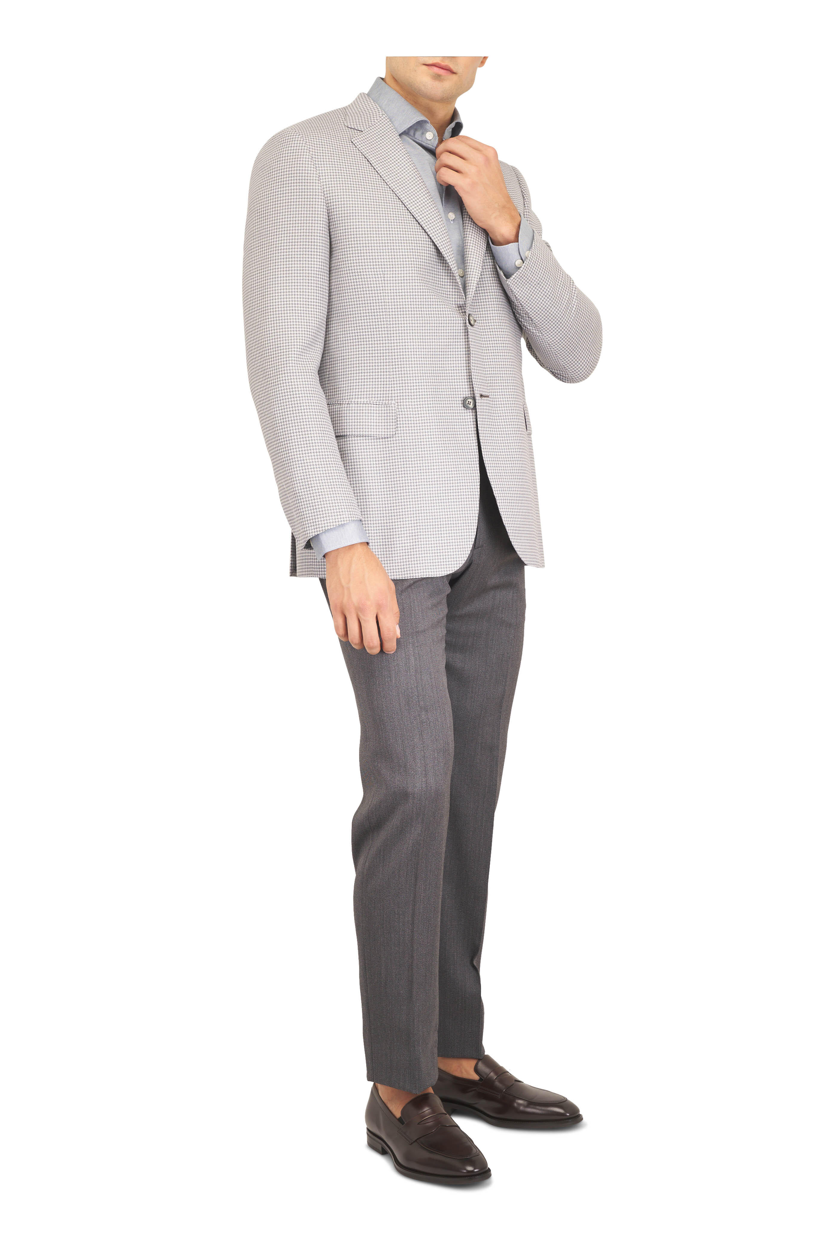 Brioni - Ravello White & Gray Wool & Silk Sportcoat - view 2
