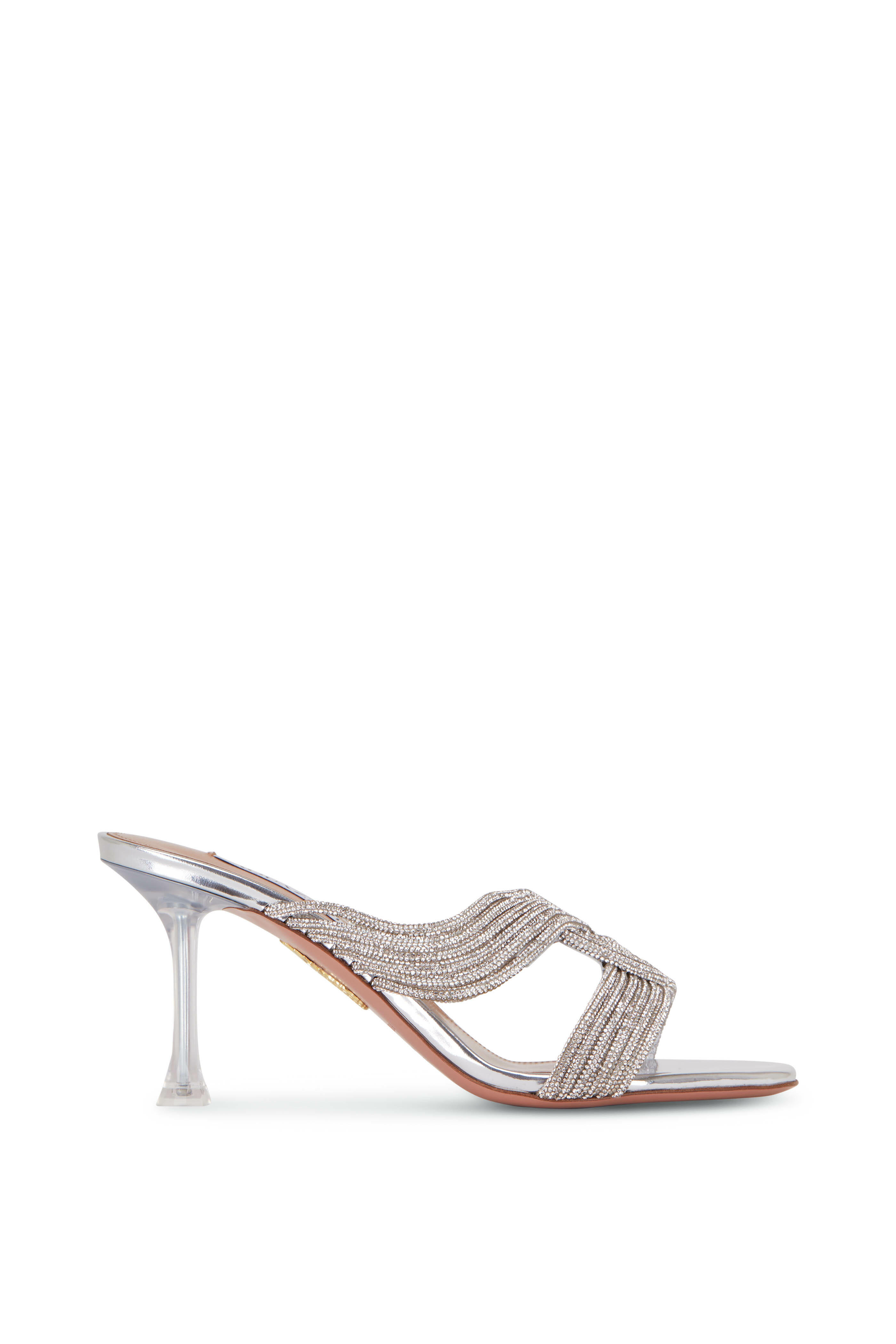 Aquazzura - Gatsby Silver Embellished Mule, 75mm