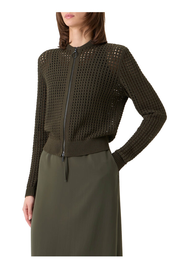 Akris Punto Knit Chunky Cotton Mesh Bomber Zip - view 3