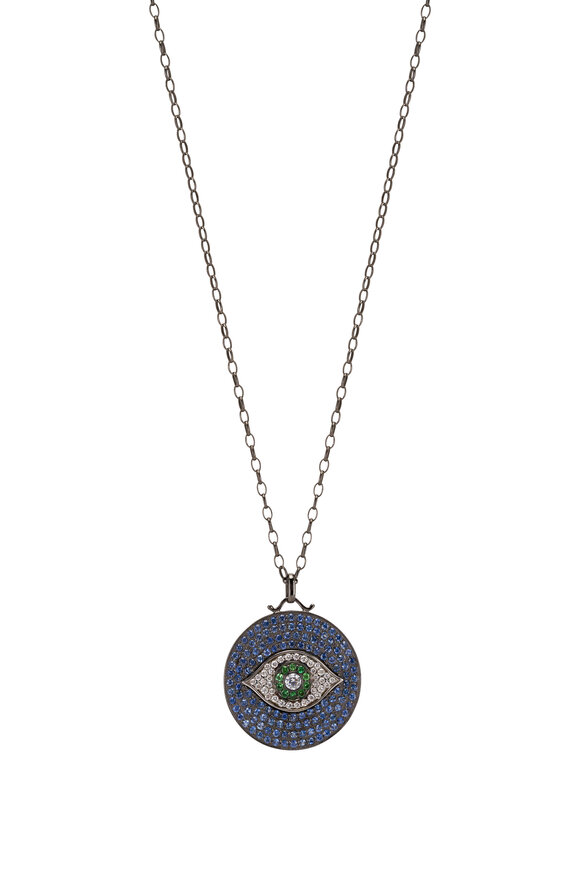 Kai Linz Protection Sapphire & Diamond Medallion Necklace