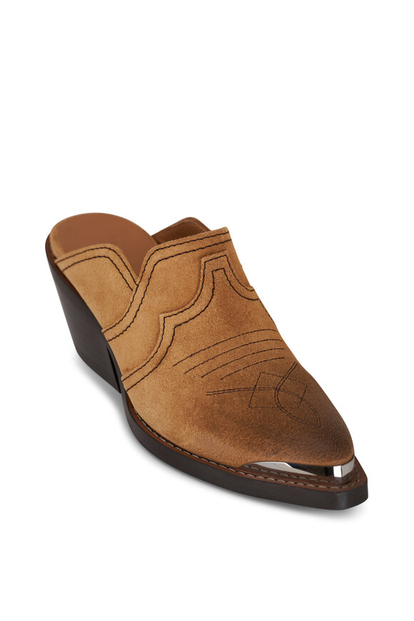 Dorothee Schumacher Waxed Statement Brown Leather Cowboy Mule
