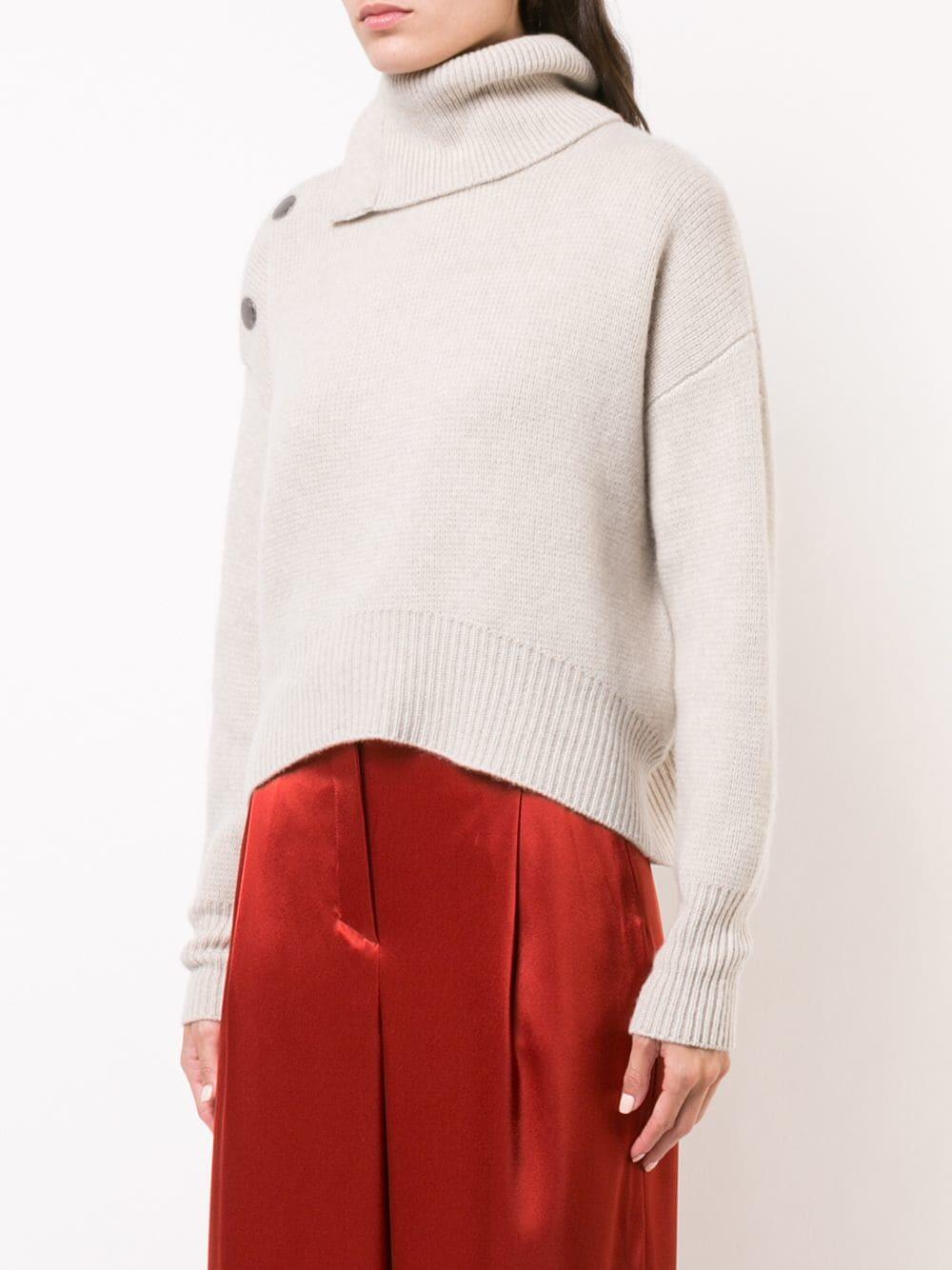 Le Kasha - Light Beige Cashmere Three Snap Shoulder Sweater