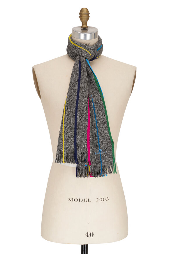 Paul Smith - Gray & Multicolor Striped Scarf