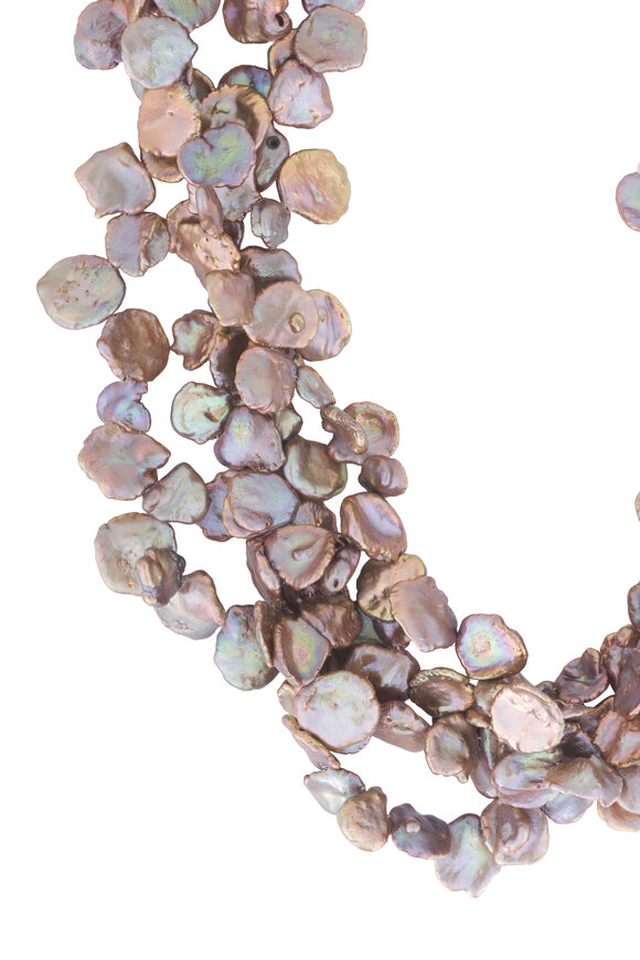 Cristina V. Taupe Multi Strand Keshi Pearl Necklace - view 2