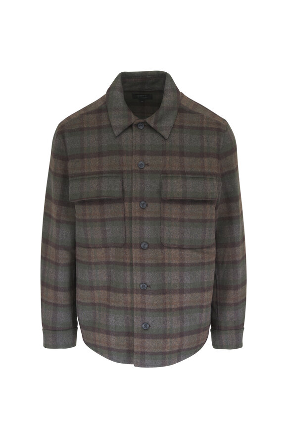 Vince Dark Brown Plaid Shacket - view 1